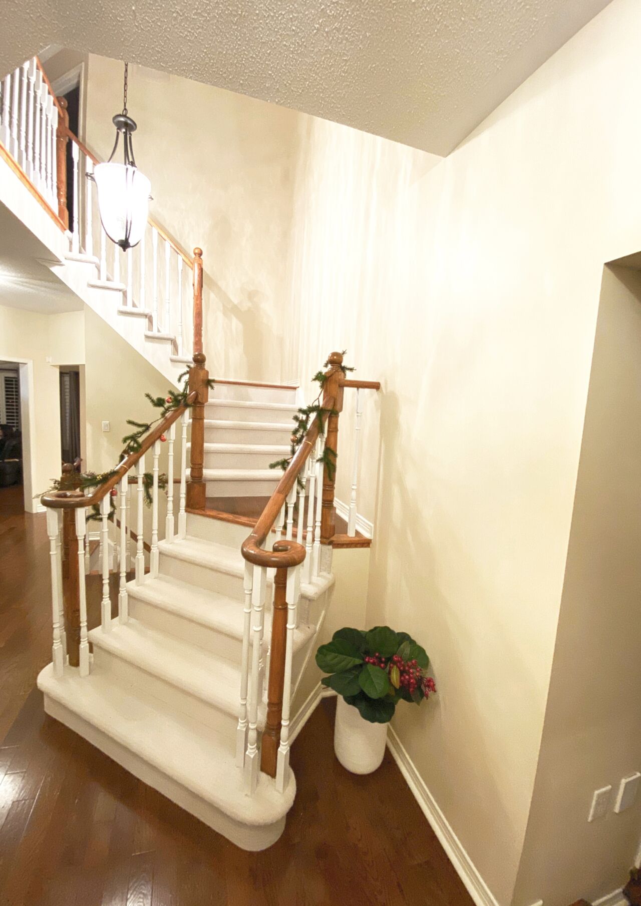 Stairway Railing Restain & Balusters New Paint - Burlington